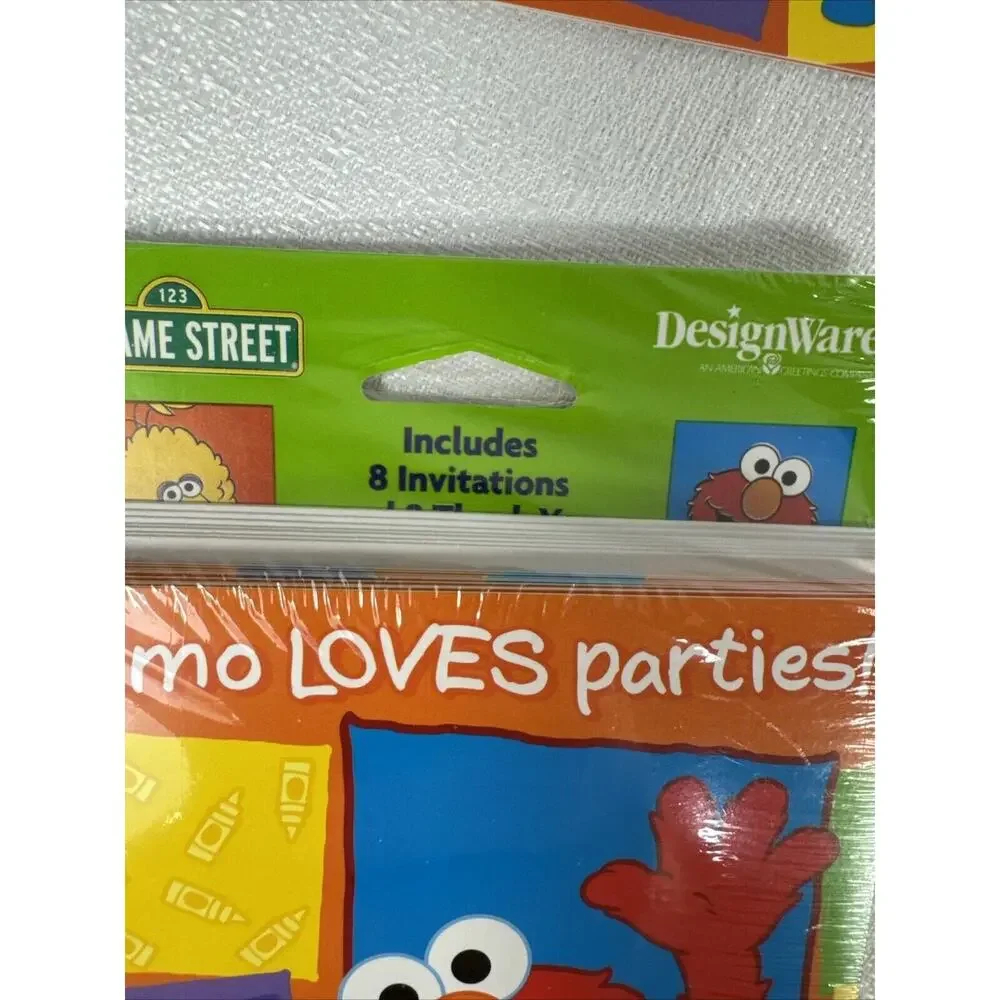 SESAME STREET Elmo LOVES PARTIES 8 INVITATIONS & 6 THANK YOU Postcards 2003
